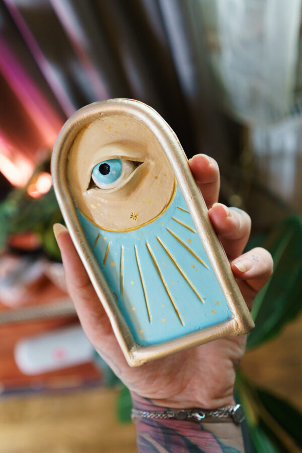 Handmade clay dish & Incense burner "SkyLight"