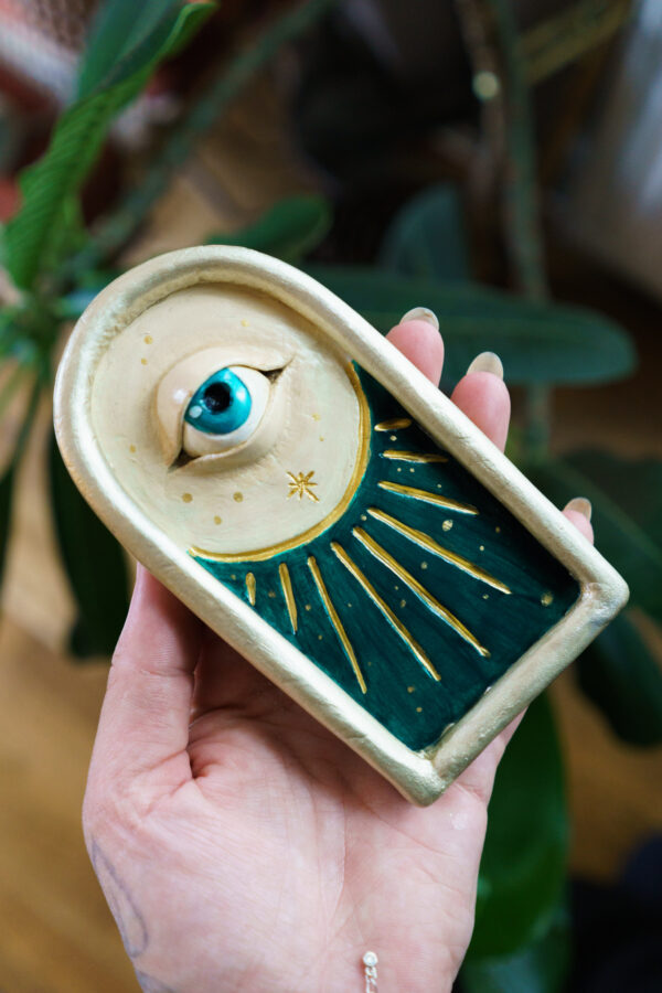 Handmade clay dish & Incense Burner "Abundant Garden" - Image 2