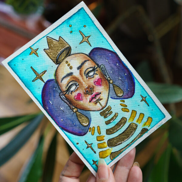 "Cosmic Sovereign" Original Watercolor Oracle Card