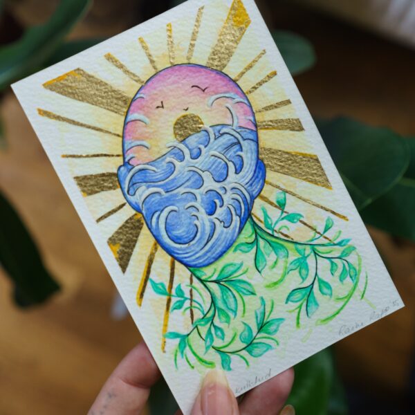 "Return To The Roots" Original Watercolor Oracle Card A6